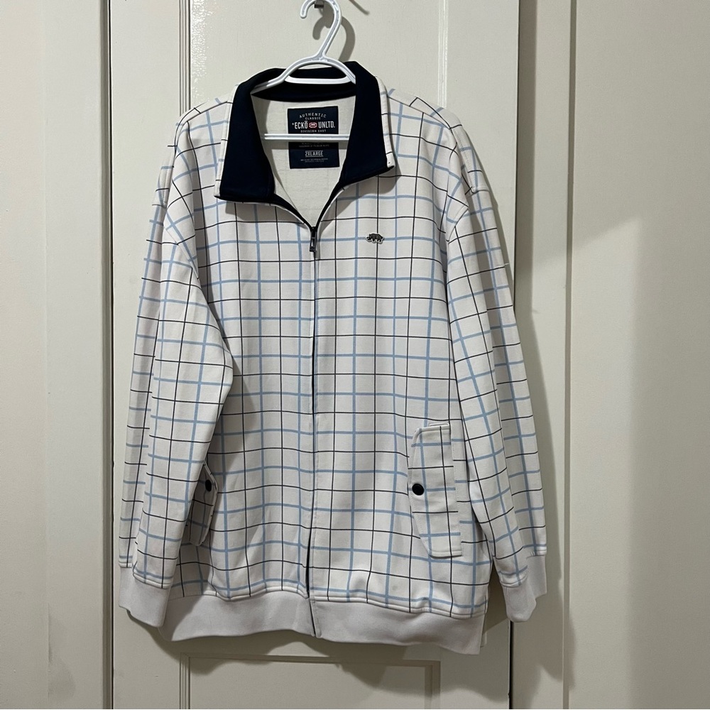 Ecko Unlimited White and Blue Checked Zipup